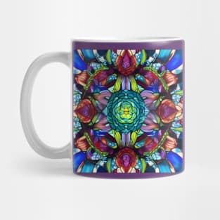 Stained Glass Abstract Rose Mandala Mug